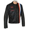 Black Steve McQueen Heuer GrandPrix Leather Jacket
